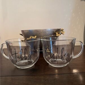 Hubby and Wifey Glass Mugs